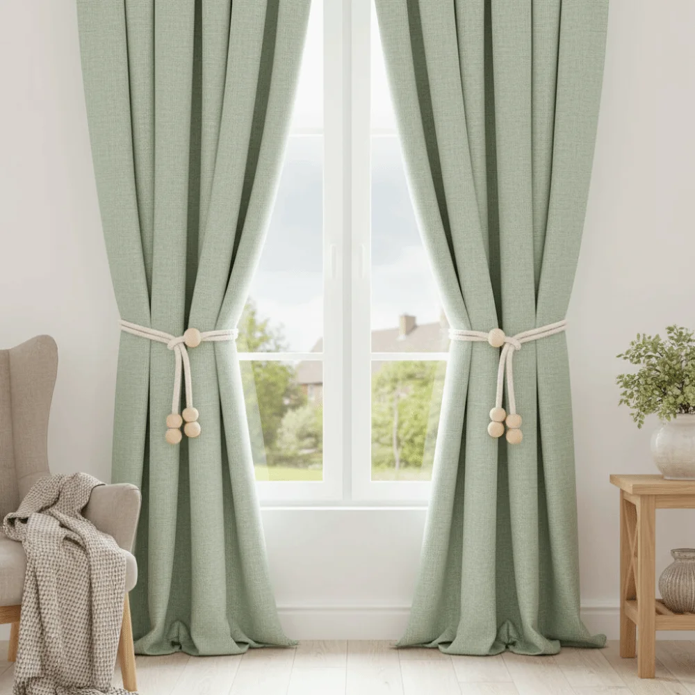 Adjustable Curtain Tie Straps Anti-Slip Soft Curtain Tiebacks with Wooden Bead Minimalist Window Curtain Holders Interior Decor