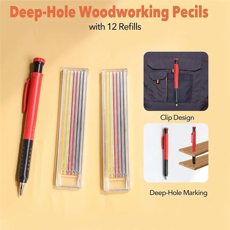 

ABZC-Adjustable 12In Framing Square Ruler For Woodworking - Includes Durable Carpenter Pencil And 12 Refills