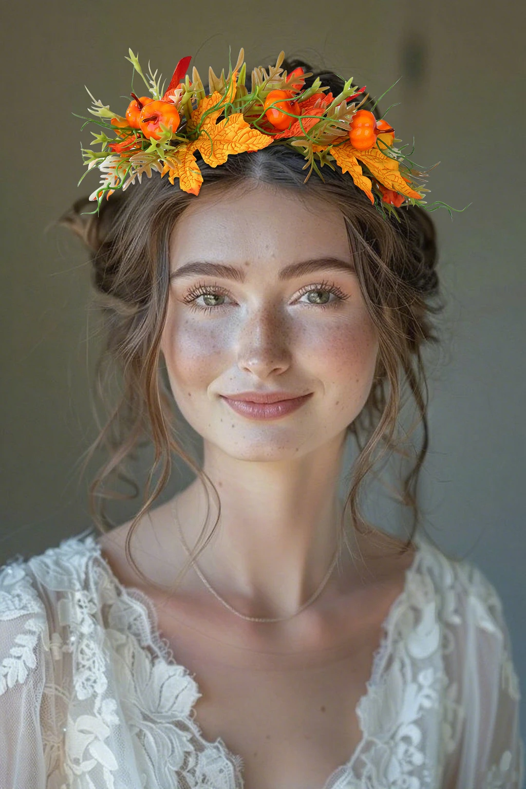 Handmade Pumpkin Leaf Headband with Maple Leaf Design for Women Thanksgiving Christmas Party Costume Accessory Hair Vine