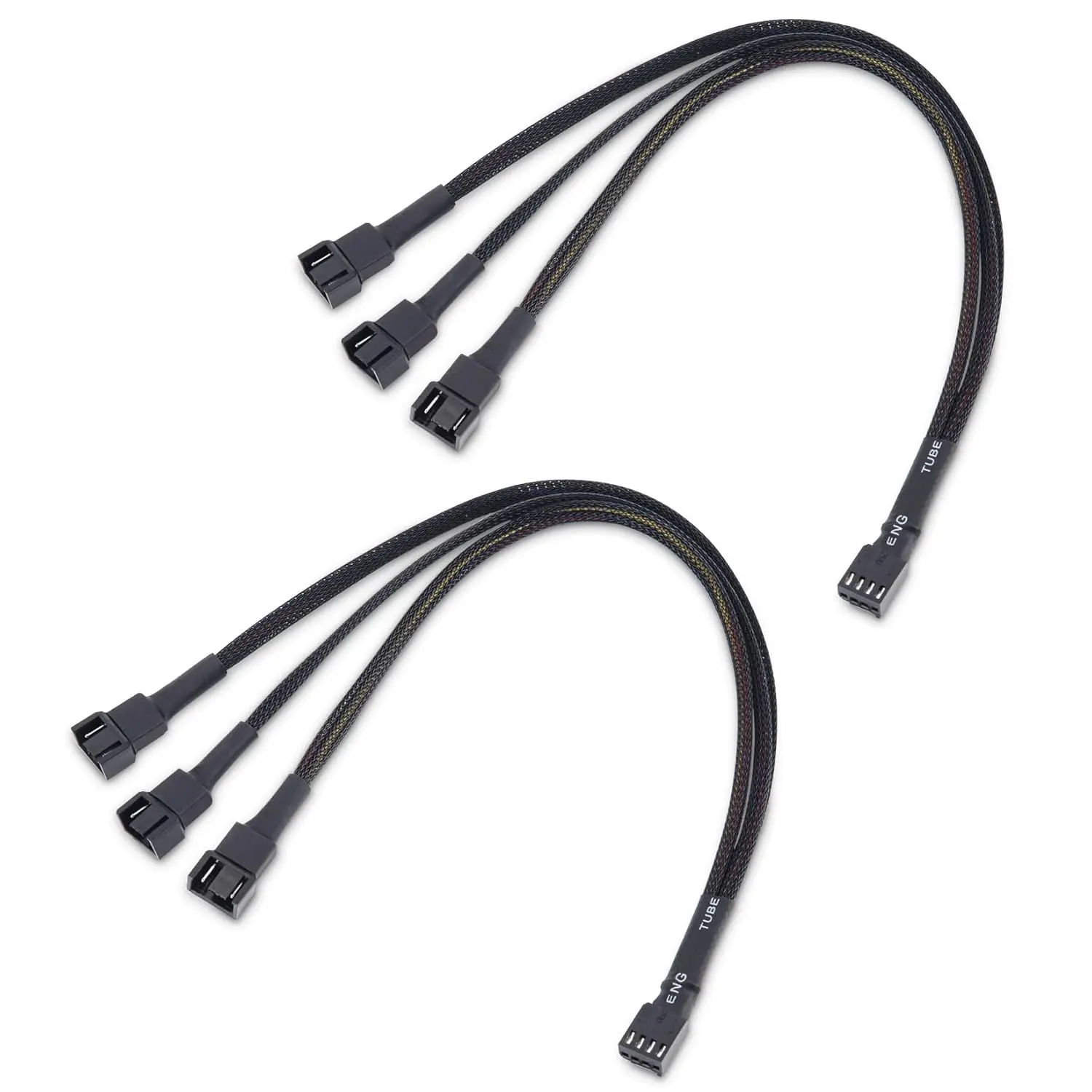 2パック-3ウェイ-4ピン-pwm-ファン-スプリッター-ケーブル、12フィート