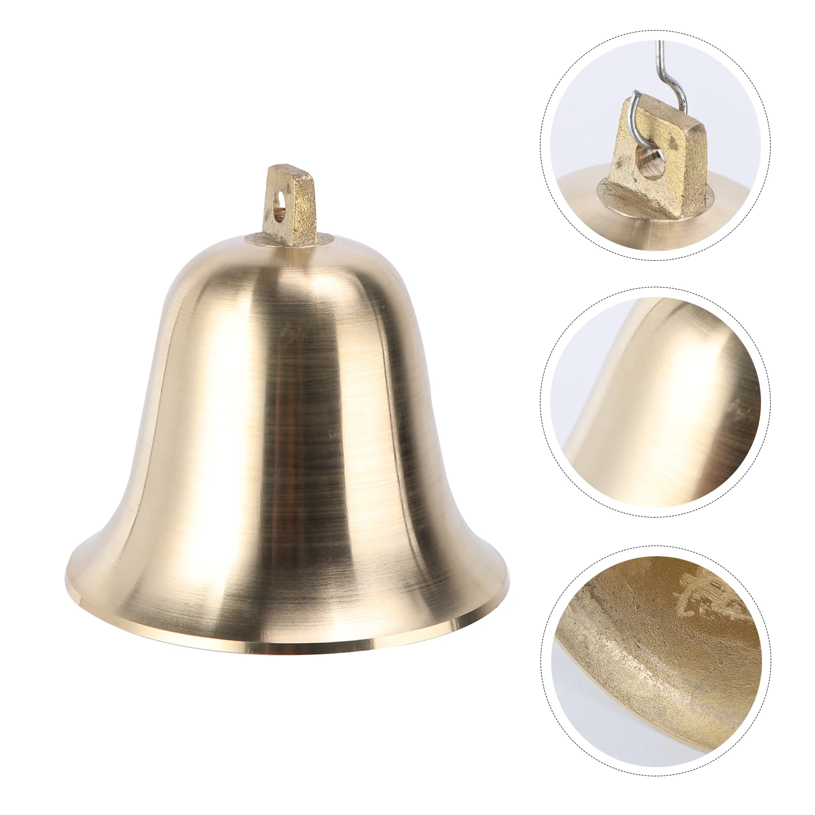 

1 pc Brass Ring School Call Service Bell For Classroom Teaching Equipment Golden Large Round Mouth Hanging Bell Pendant Loud