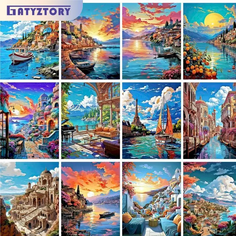 

GATYZTORY DIY Crafts Painting By Number On Canvas HandPainted Drawing DIY Kits Acrylic Paint For Adults Coloring By Number Dec