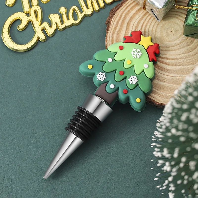 Christmas Wine Stopper Silicone Wine Beverage Bottle Cap Leak Proof Sealed Fresh Bottle Champagne Bottles Sealer Wine Corks