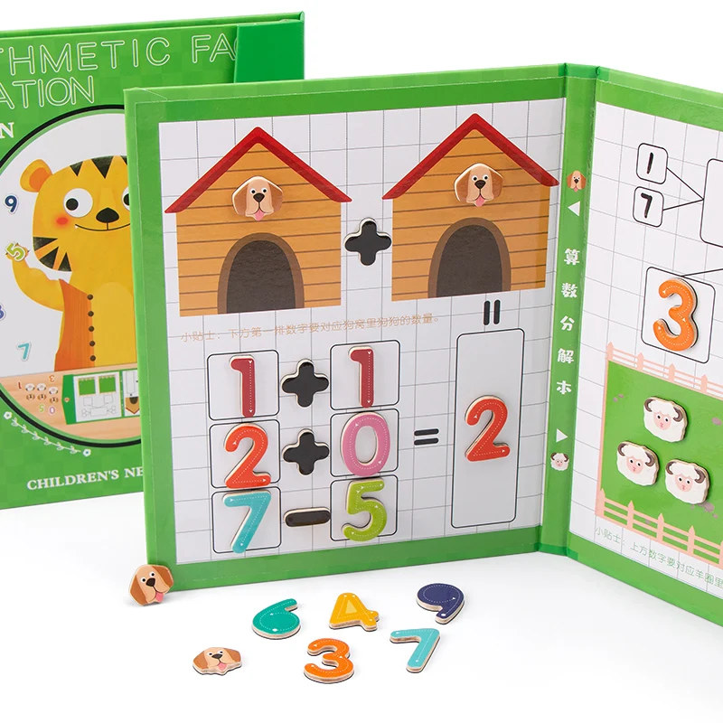 Magnetic Math Learning Book para crianças, Madeira Matemática Book Set, Crianças brinquedos educativos aritmética, Ensino Aids