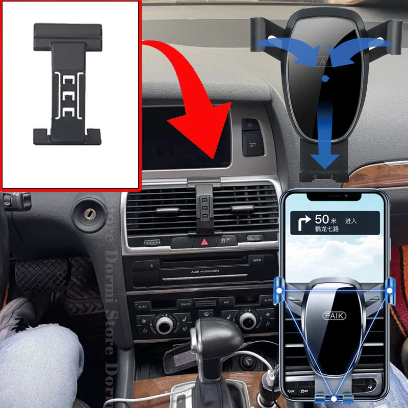Car Mount for Audi Q7 4L 2006~2015 2010 Air Vent Auto Mobile Phone Holder Cellphone Bracket Gravity Stand Sticker Accessories
