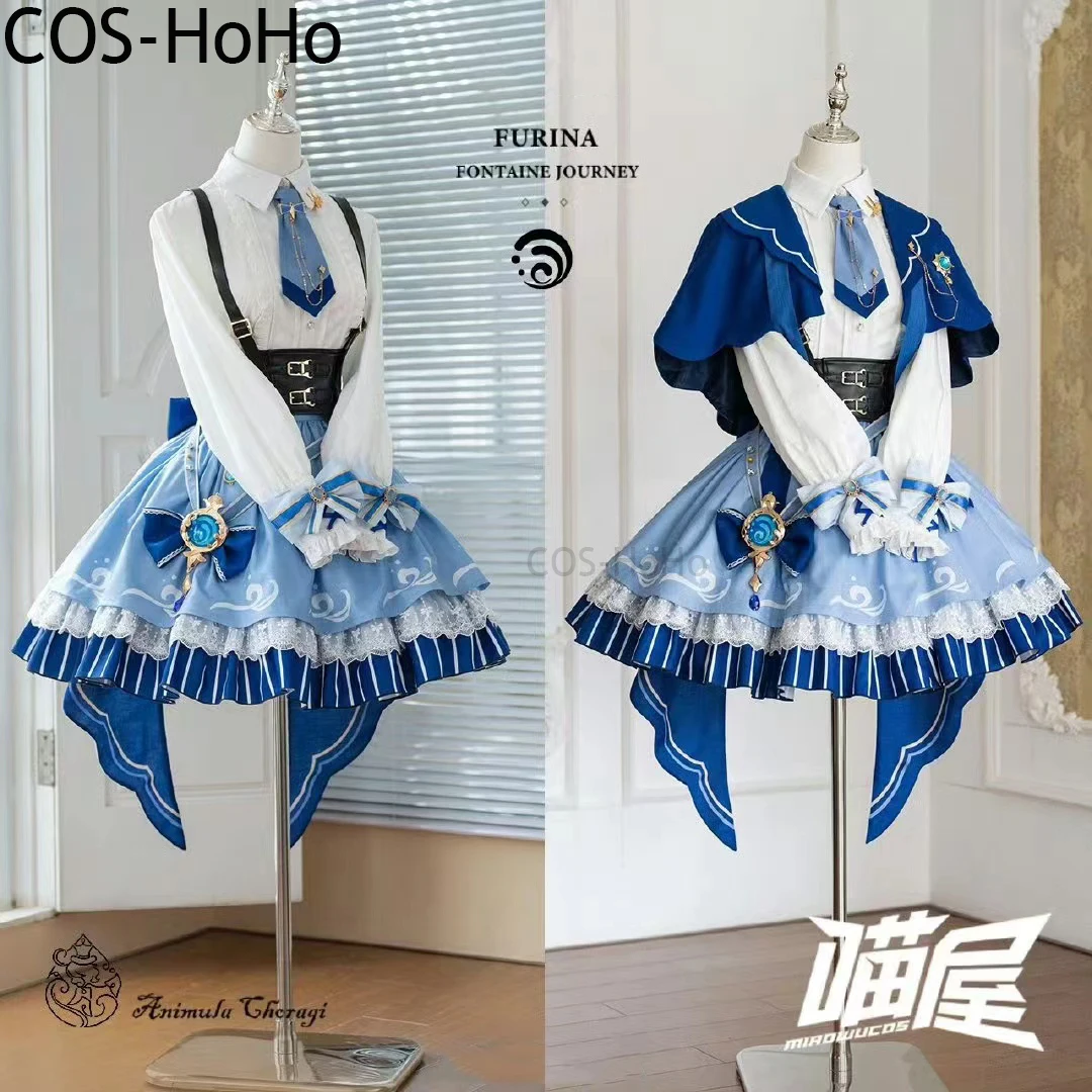 COS-HoHo Genshin Impact Furina Fontaine Journey Game Suit Gorgeous Lolita Dress Cosplay Costume Halloween Party Outfit Women