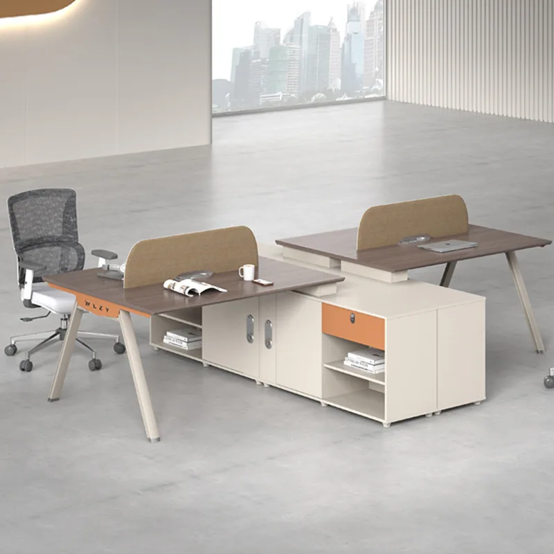 Staff desk 2 people simple modern office 4 computer card space office combination wholesale