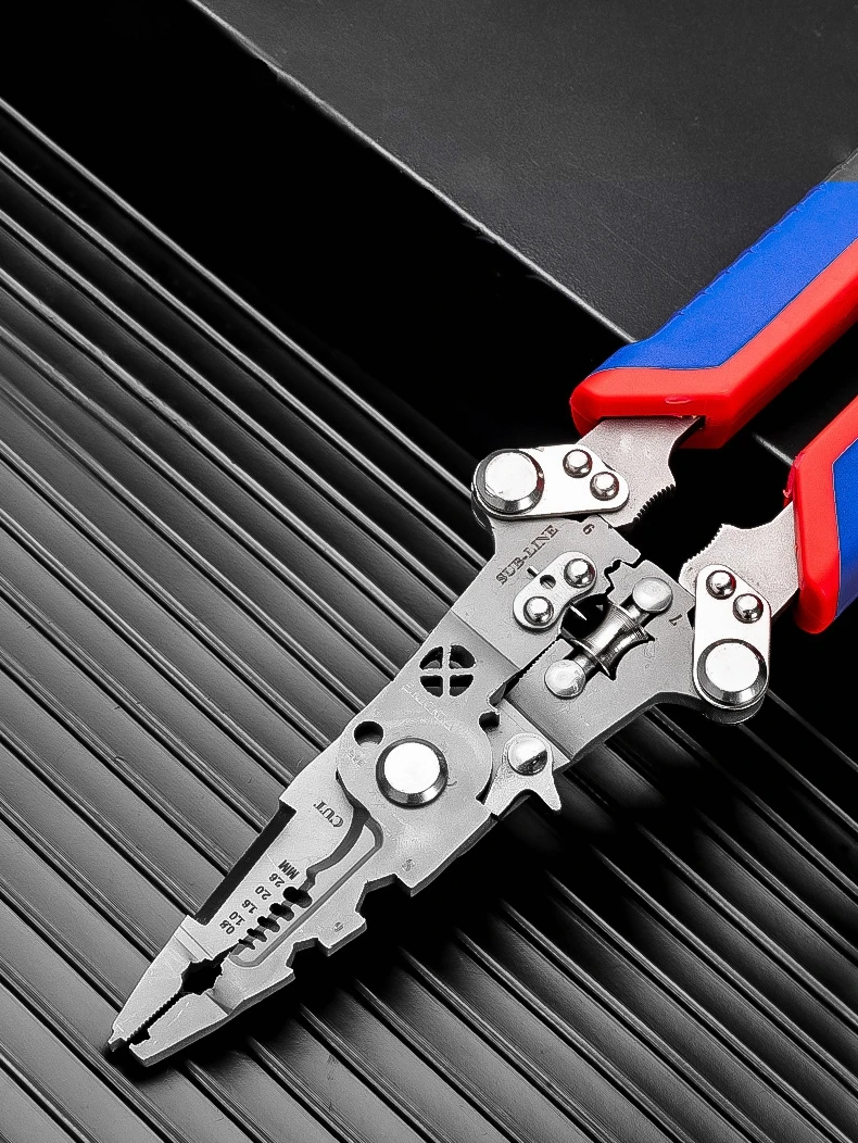 Fususbe سلك تجريد كماشة اختبار الجهد كابل قطع العقص كماشة متعددة الوظائف سلك متجرد كماشة كهربائي