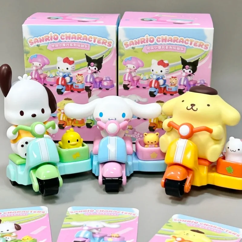 

Genuine Sanrio Characters Small Motorcycle Series Blind Box Cute Action Figure Mystery Box Anime Cartoon Collection Model Gifts
