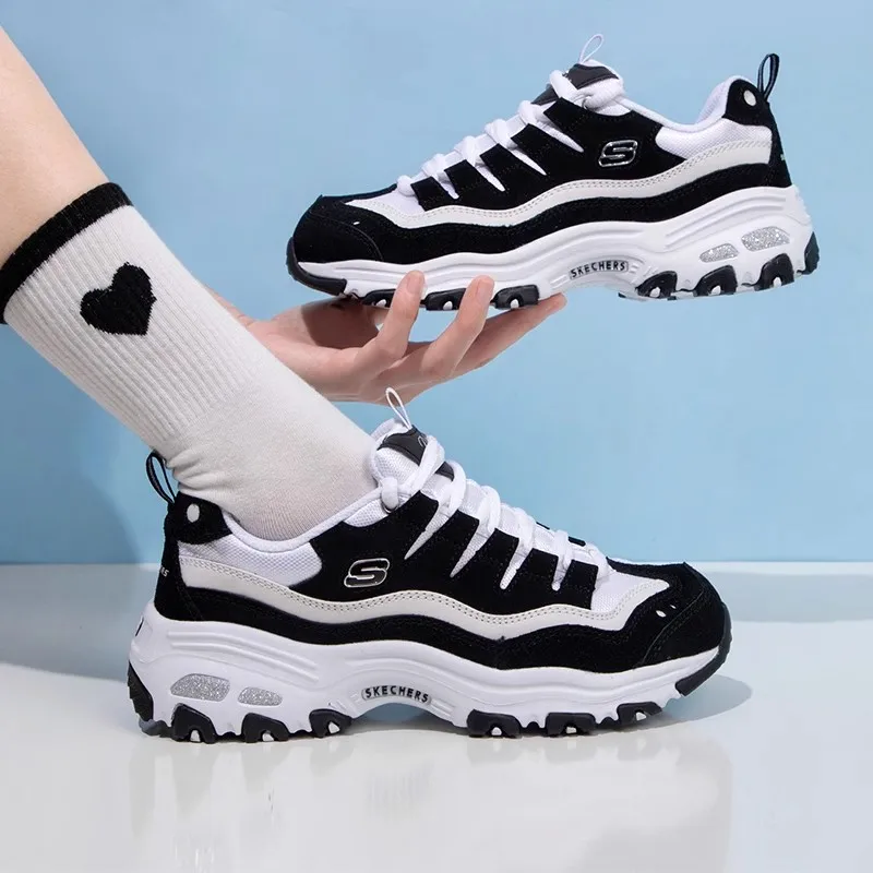 Skechers Women's sneakers Fashion Casual shoes Retro shock-absorbing Panda shoes