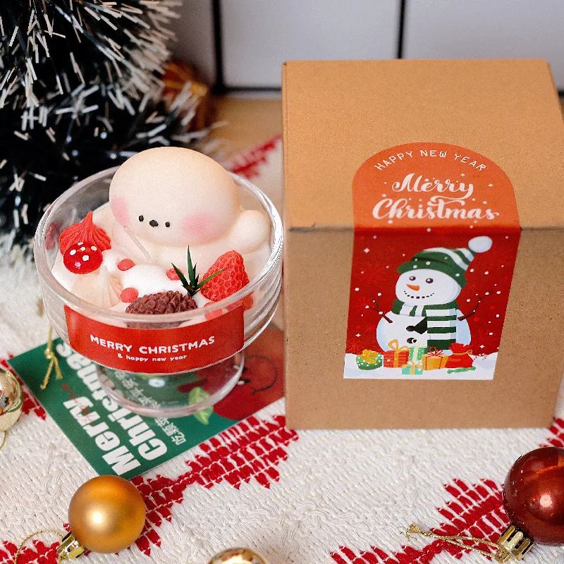 Christmas Blind Box Aromatherapy Candle Gift Cute Christmas Tree Snowman Dessert Candle Atmosphere Souvenir Perfect for Gifting