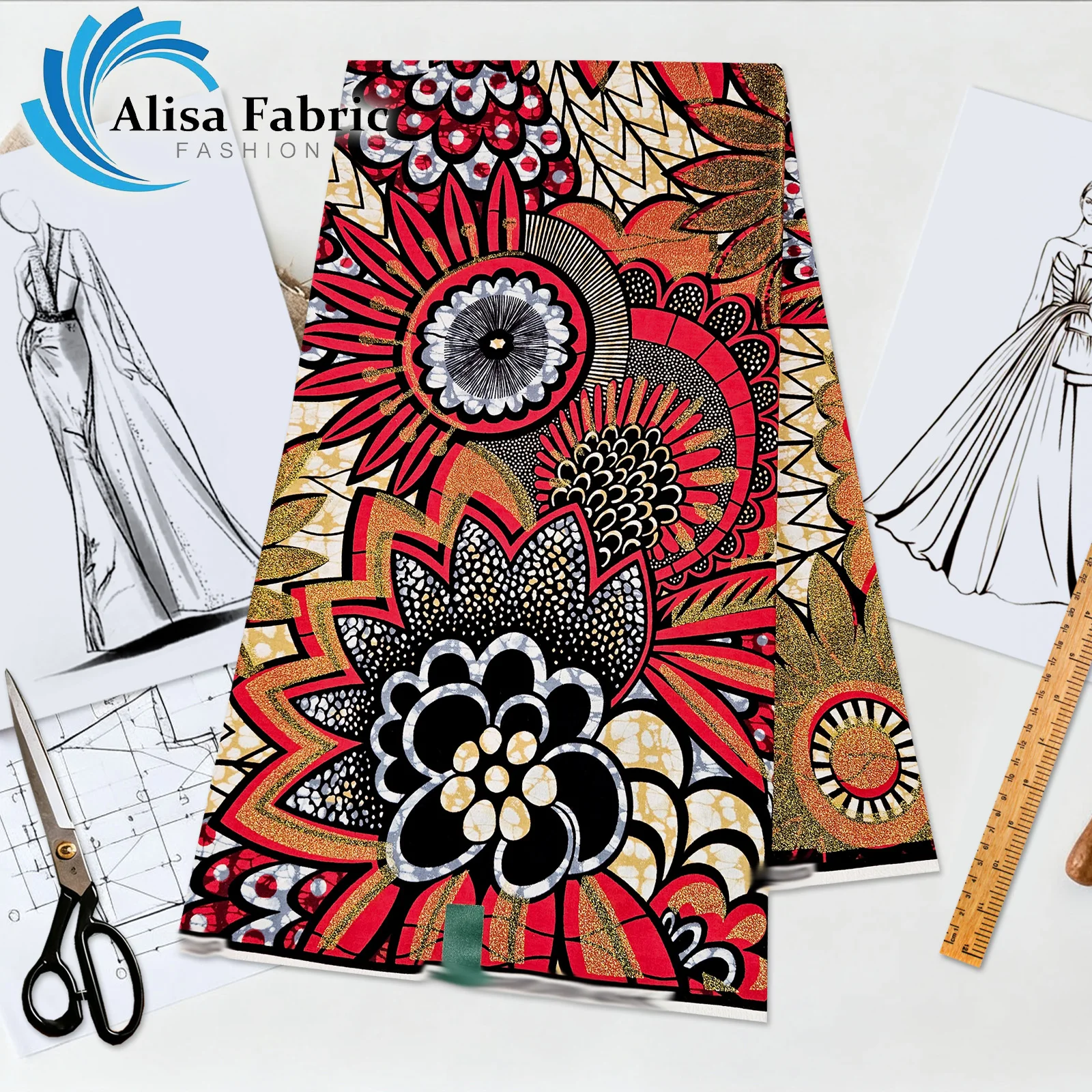 

2025 grand super african fabric high quality 6yards veritable guaranteed Christmas ankara fabric wax for evening dresses