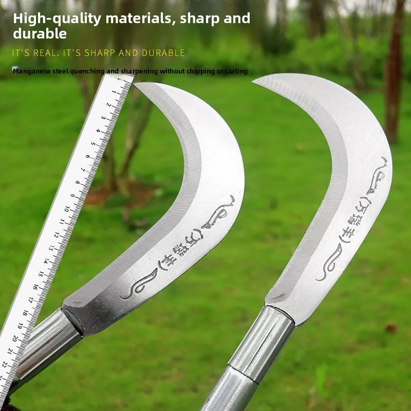 Long Handle Sickle Multifunctional Farm Grass Cutting Pruning Firewood Logging Outdoor Hand Cutter