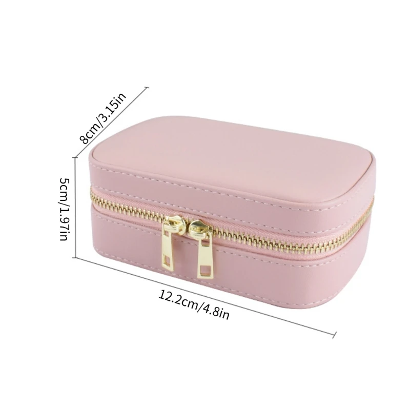 Stylish PU Leather Jewelry Case Compact Storage Box for Girls Women