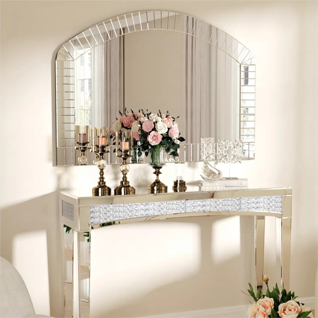 Arched Venetian Mirror 100 x 70cm Luxury Large Wall Mirror with Beveled Glass Frame Accent Mirror Decor Mirror for Diner Room