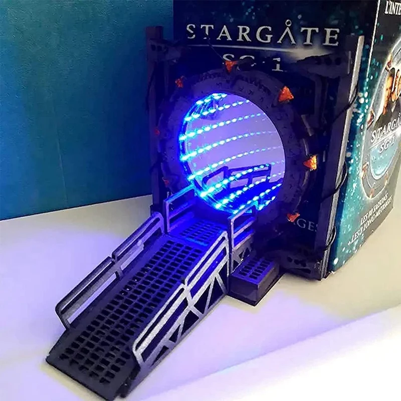 Imagem -03 - Led Iluminado Portal Stargate Bookends Candeeiros de Mesa Ornamentos Criativos 2-way Galaxy Door Presentes