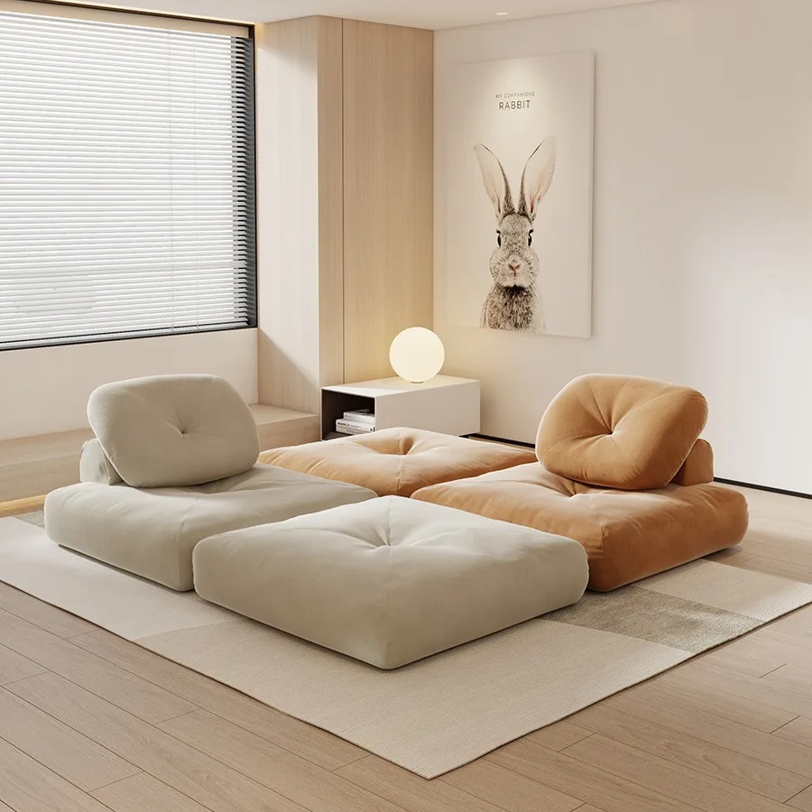 Fabric sofa tofu cubes without armrests disassembly and washing module down lazy sofa small apartment Internet celebrity single