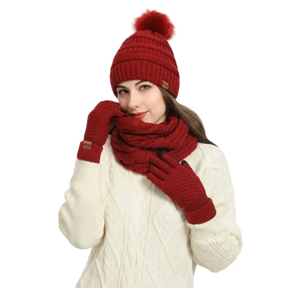 4 قطعة/المجموعة هدية دافئة النساء القبعات وشاح قفازات الجوارب مجموعة سدادات حماية الأذن لينة محبوك قبعة يندبروف لمس قفازات للرجال والنساء