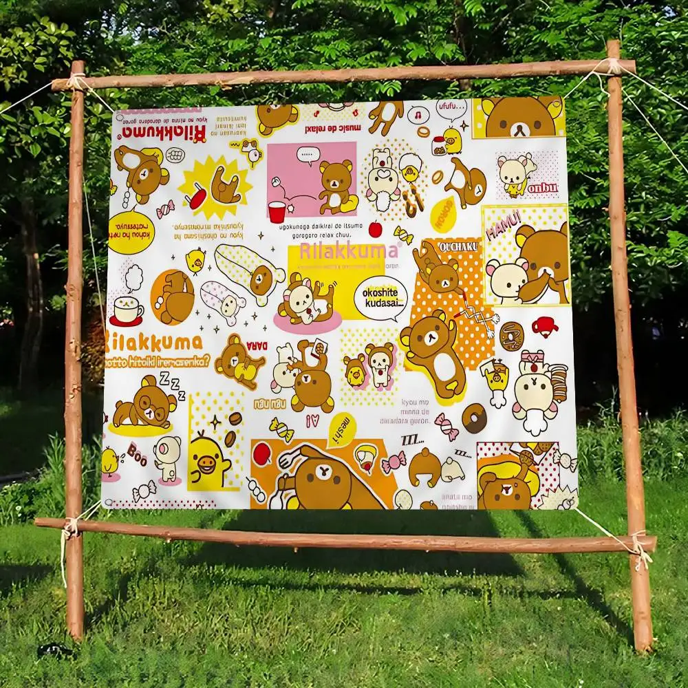 Cute Cartoon Anime R-Rilakkuma Colorful Flag Wall Hanging Bohemian Wall Banner Mandala Indoor Art Decor