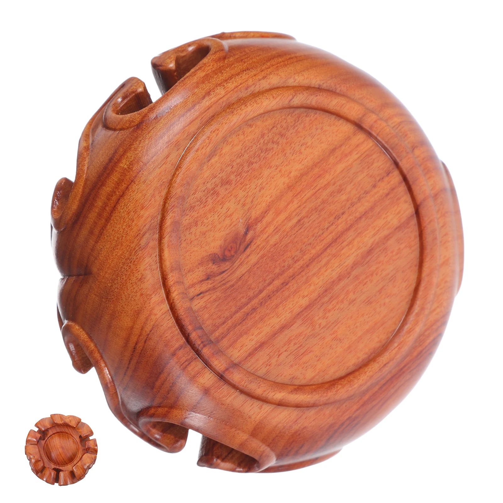 

Carved Round Base Wooden Stand for Plants Vase Holder Small Pedestal Vintage Bonsai Display Risers Home Decor