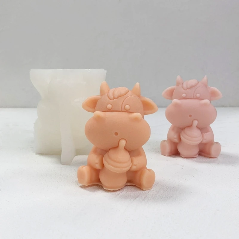 Silicone Mould 3D Cow Castings Mould Dairy Cattle Molds for Candle Makig drop ship