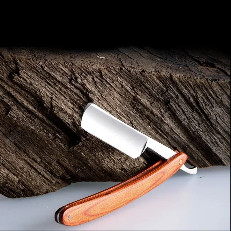 NEW Retro Straight Men Shaving Razor Male Carbon Steel Folding Barber Beard Throat Shaving Knife Cut Tool Pearwood Handle