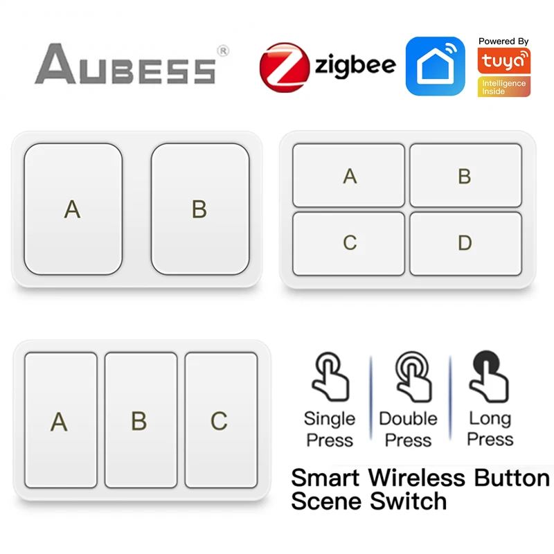 

4 банды Tuya ZigBee Беспроводной 12 сцен смарт-Переключатель кнопочный контроллер умный дом автоматизация сценарий для устройств Tuya Zigbee