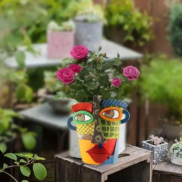 Abstract Beauty Face Planter Balcony Garden Colorful Planter Decoration Succulent Greenery Container Art Ornament Home Decor