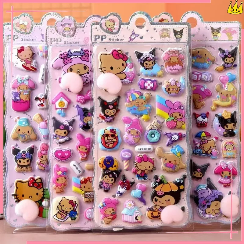

HelloKitty Series 3D Bouncy Butt Stickers 1/2/4PC Kuromi Puff Stickers DIY Handaccount Book Phone Case Decoration Relieve Stres