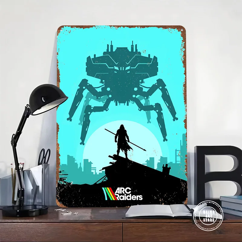 Arc Raiders: Silhouette Showdown Tin Poster Customized Wall Art Retro Vintage Metal Signs for Fans Room Home Decor Items House