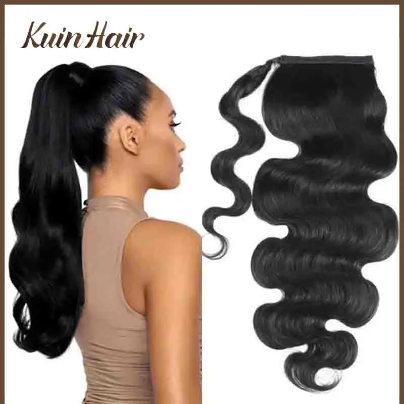 Body Wave Ponytail Extensions 100% Real Natural Remy European Ponytail Clip In Hair Extensions Hairstyles Wrap Around Horsetail