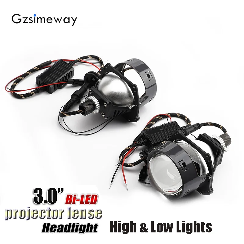 New 3.0 Inch LED Headlight Lens Hi/Lo Bi-led Projector H4 H7 9005 9006 Bulbs 80W 30000lm Car Headlamp Retrofit Conversion Kit