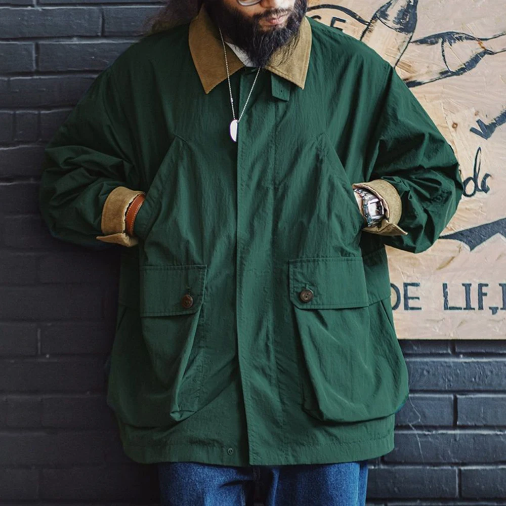 

2025 зимняя новая мужская куртка с длинными рукавами и цветными блоками, американский ретро-модный модный свободный повседневный нишевый мужской топ High Street