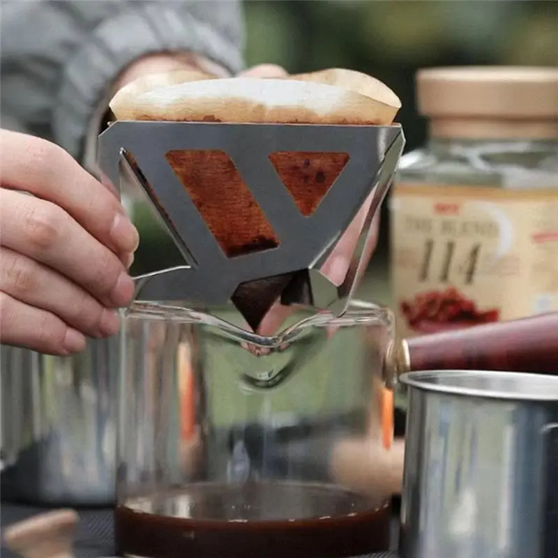 M12K-Reusable Foldable Stainless Steel Coffee Filter Holder Pour Over Coffees Dripper Mesh Coffee Tea Filter Basket Tools