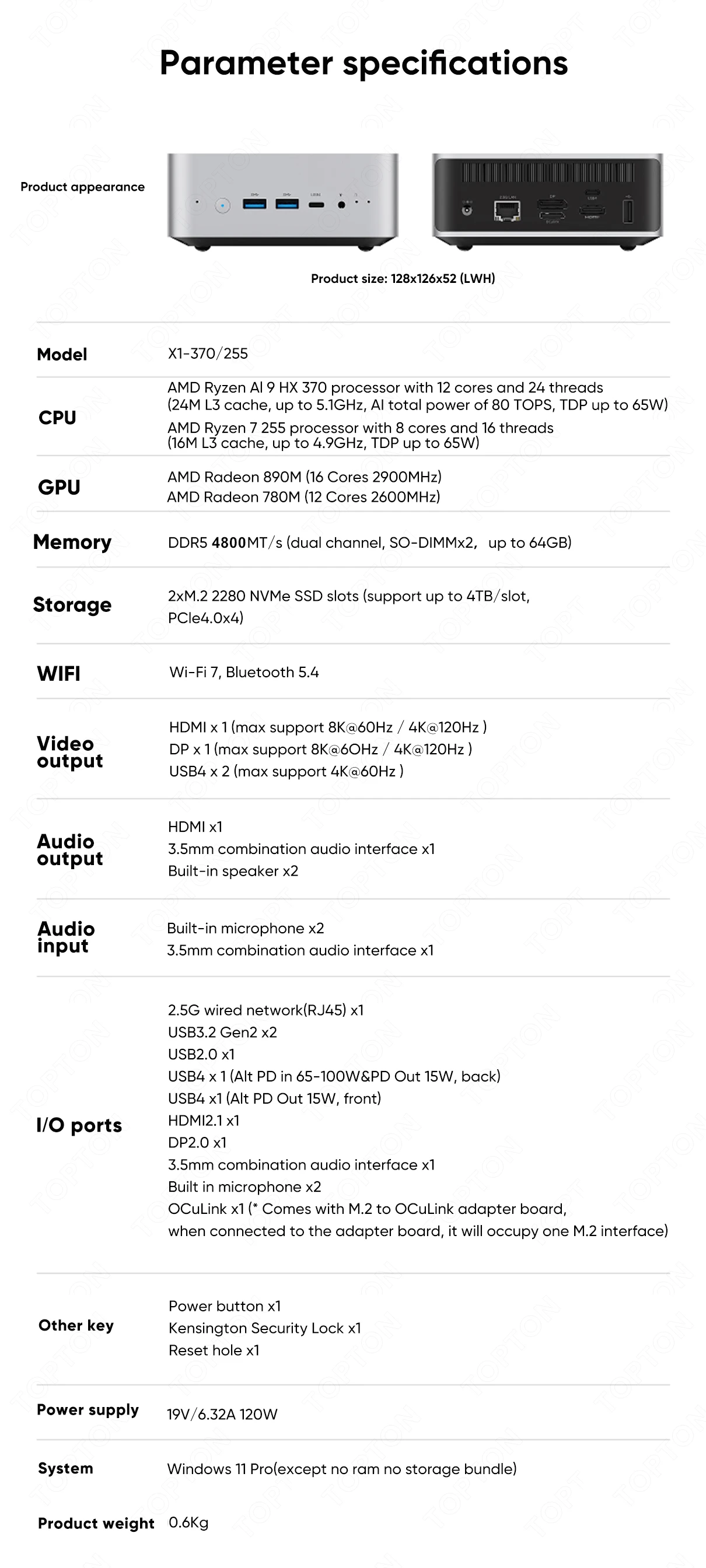 MINISFORUM AI X1 Mini PC AMD Ryzen AI 9 HX 470 HX370 Ryzen 7 255 Dual DDR5 M.2 PCIe4.0 NVMe USB4 OCuLink Barebone Mini Computer