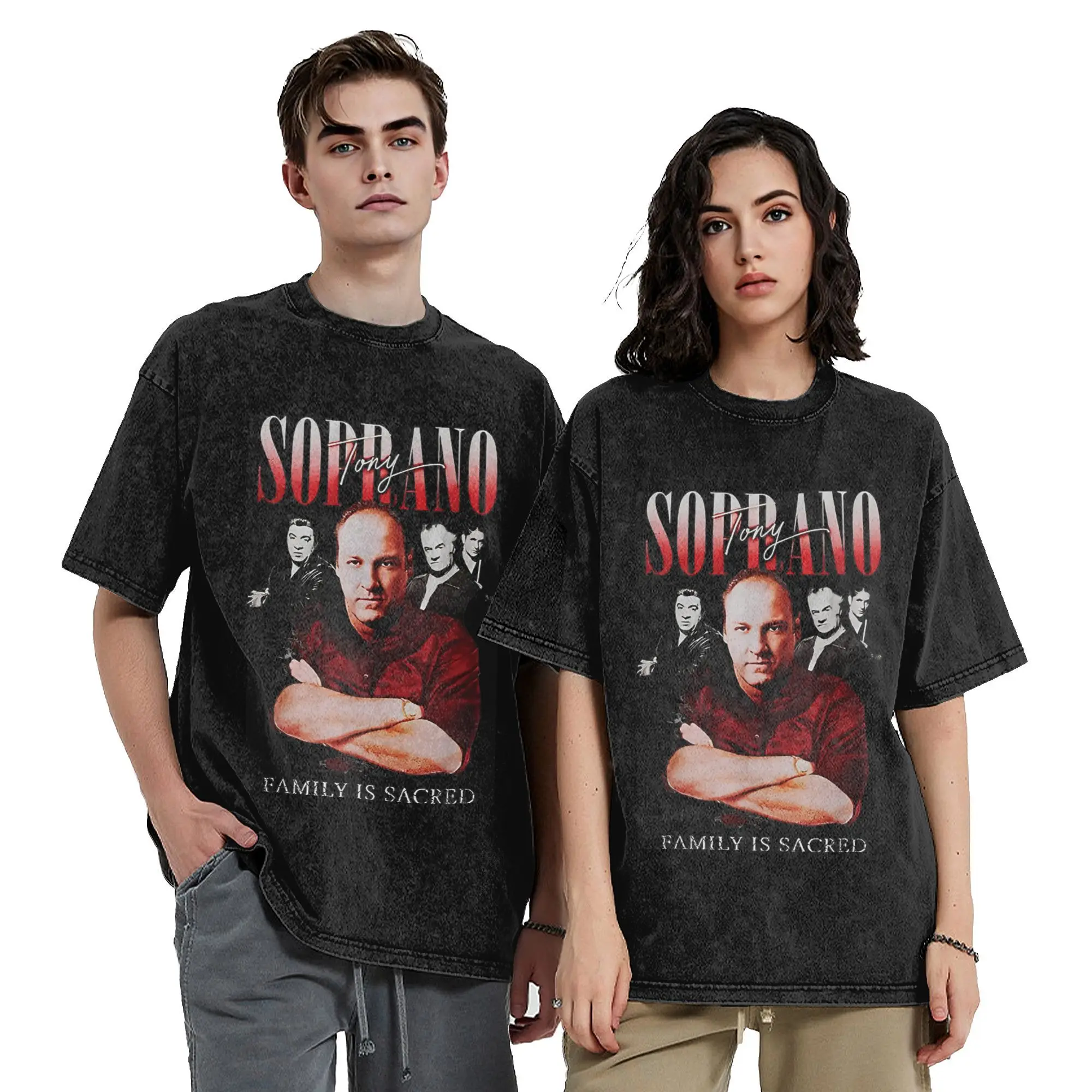 Tony Soprano Vintage Washed T Shirts for Men Women Cotton Funny T-Shirts Crewneck  Tees Short Sleeve Tops Gift Idea