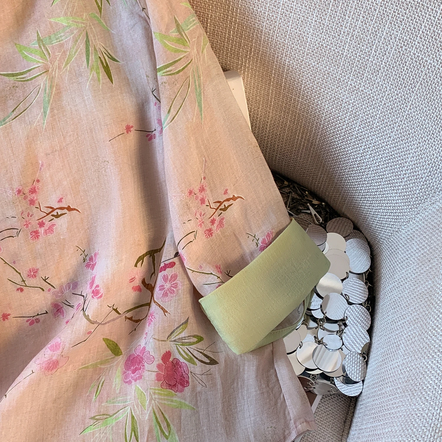 Neue Chinesische Sle runde Ne Gedruckt Flachs irt frauen Frühling Herbst Retro Nationalen Künstlerische Tee Kleidung Elely Geraffte...