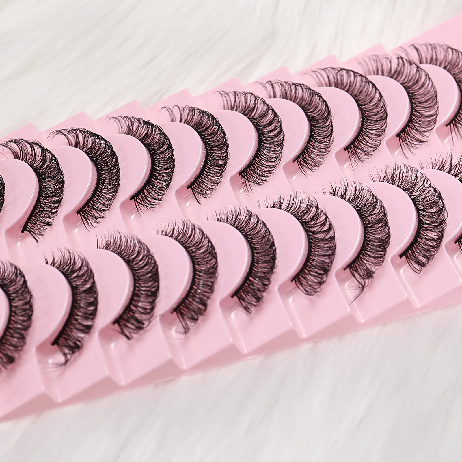 10 paar D Curl Russische nepwimpers - Zachte nep-nerts Herbruikbaar, langdurig Gemakkelijk aan te brengen, perfect voor feest-/dagelijkse make-up