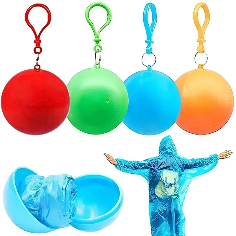 Biker Raincoat Pocket Folding Raincoat Mini Disposable Raincoat Ball Adult Rainwear Waterproof Rain Poncho Cape with Keyring