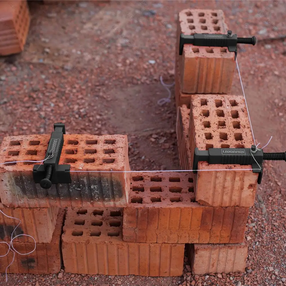 2 Pcs Bricklaying Construction Tool Liner Wall Builder Building Wire Frame Brick Liner Runner Brick Line Clips Line Runners