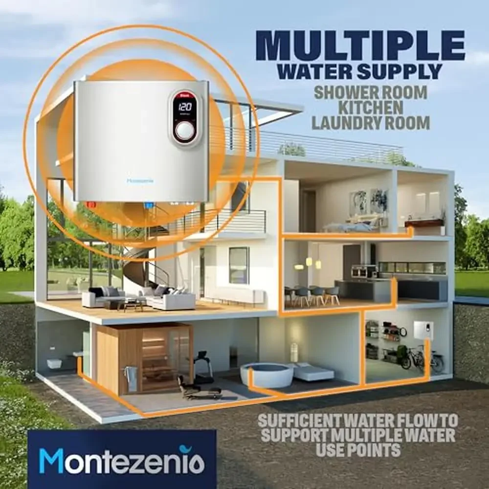 Tankless Electric Water Heater 27kW Instant Hot Water Demand Small Compact Design Intelligent Thermostat Energy Saving Endless image 6