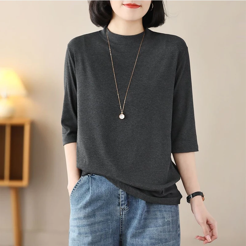 

Simplicity Solid Plus Size T Shirts Summer Half Sleeve Loose All-match Street Casual Basic Tops Vintage Fashion Women Clothing