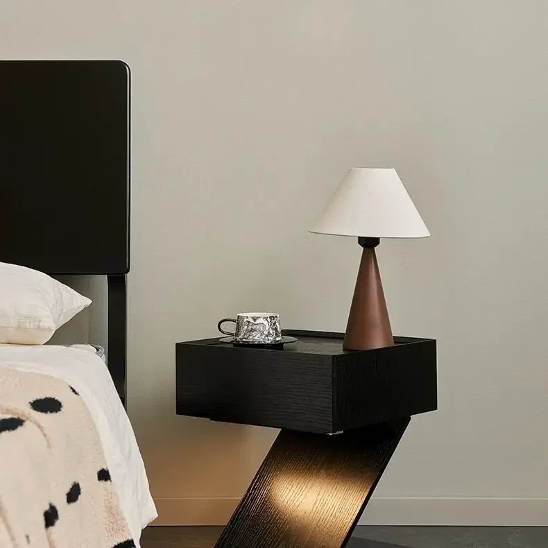 Customizable Italian Minimalist Black Bedside Table Bedroom Bedside Cabinet Creative Z-shaped Storage Cabinet