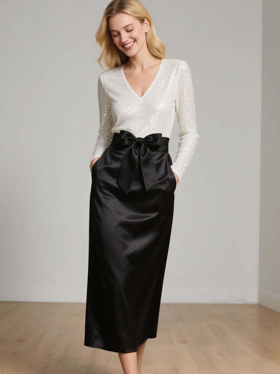 

Elegant Sheath V Neck Satin Mother of the Bride Dress Tea Length Bow Knot Wedding Guest Cocktail Party Gown 2025 Free Customized