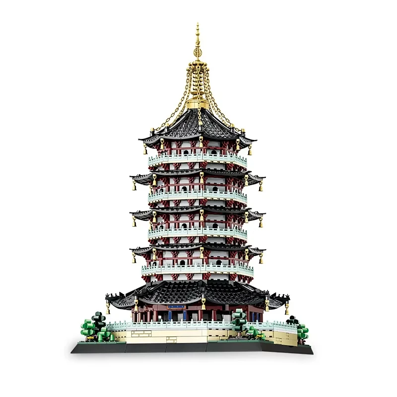 1498pcs World Architecture Series Building Blocks Hangzhou Leifeng Tower Ancient Street Scene Model Educational Decoration Toy