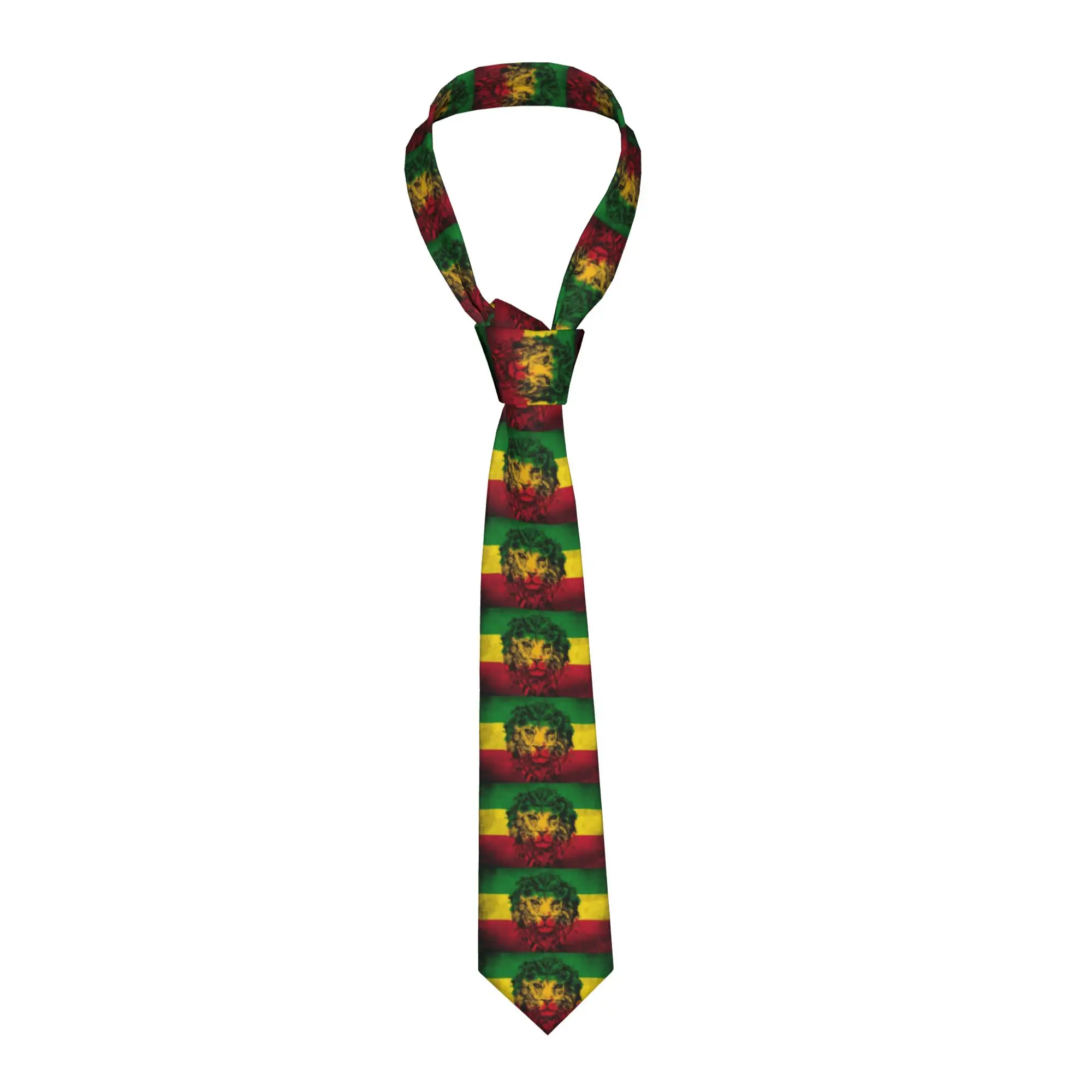 

Мужской шелковый галстук с изображением Льва Юди, в стиле раста-регги, для вечеринок, с растафарийским арт-дизайном