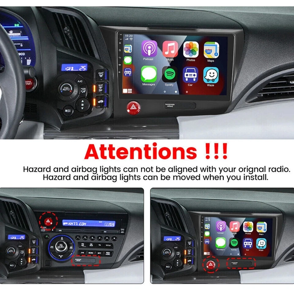 9inch Car Stereo Radio GPS Navigation for Honda CRZ CR-Z 2010-2016 Head Unit with Android15  Carplay Android Auto WiFi Bluetooth
