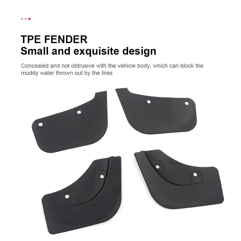 4pcs Auto Mud Flaps Snap Installation Mud Fenders Kit Strong Flexibility TPE Impact Resistant for Tesla Model 3/Model Y