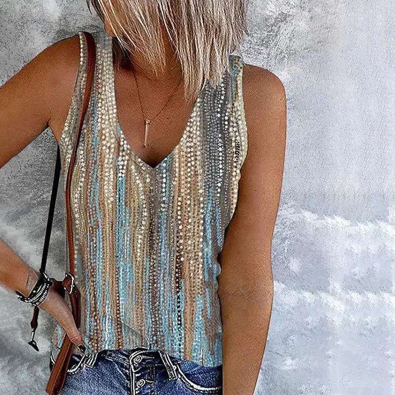 

Женская футболка с воротником с принтом, жилет, лето 2023, повседневный топ из смеси полиэстера и спандекса с цветочным растительным узором