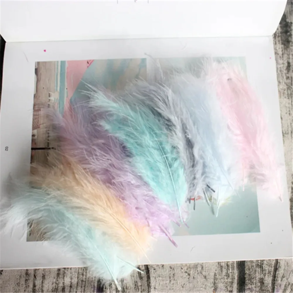 

100pcs Natural Turkey Feathers Colored Multicolor Fluffy Marabou Plumas Wedding Jewelry Decoration 10-15cm